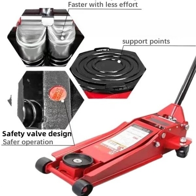 Aanpasbaar 3 T laag profiel Hydraulische vloer Jack Steel Color Box OEM Car Jack Support