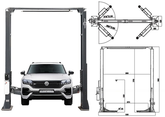 Dubbelcilinder Hydraulische Lift Sunm Car Lifter voor twee post Car Lifting Aanpassing