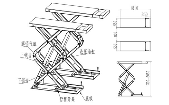 Auto onderhoud 3,5 ton Draagbare Mid-Rise Car Scissor Lift voor Garage Hydraulische Lift